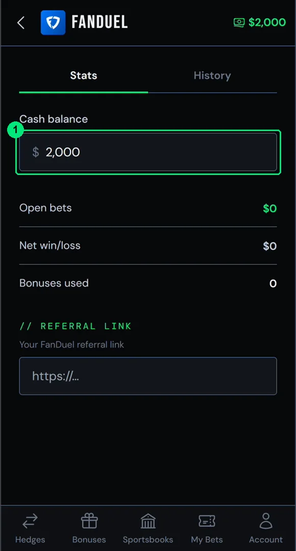 Back in Ungambled, record how much you deposited. Here it is $2,000.