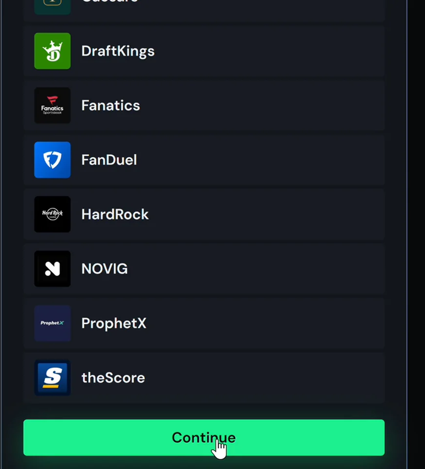 The full list of sportsbooks we support in Virginia. With nothing checked, Continue.