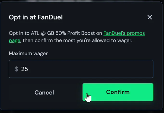 Same at FanDuel. In this demo the maximum wager is $25.