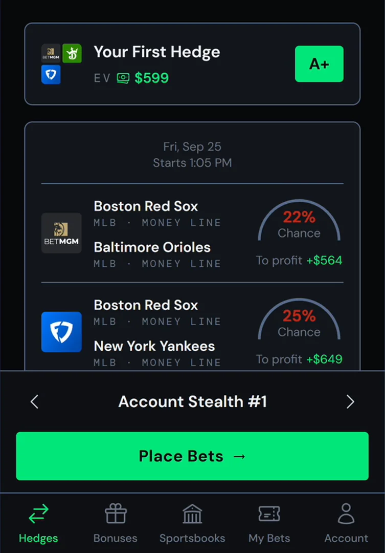The three bets: a parlay at BetMGM, a parlay at FanDuel and a moneyline at DraftKings.